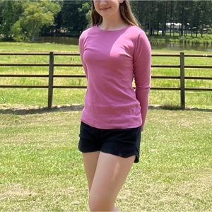 Time and Tru Pink Ribbed Long Sleeve Tee